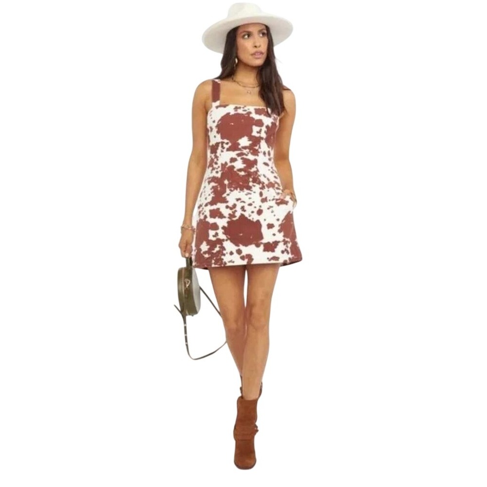 Show Me Your Mumu Dorothy Western Mini Dress Holy Cow Print XS